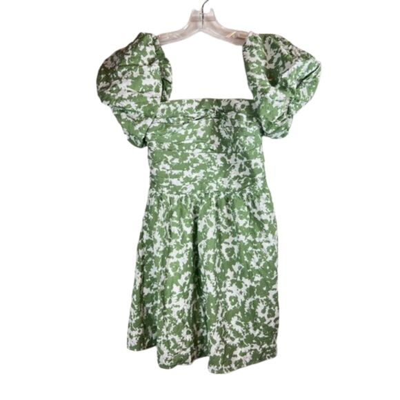 Abercrombie & Fitch Dresses & Skirts - Abercrombie & Fitch Emerson Green Floral Puff Sleeve Mini Dress Size Medium